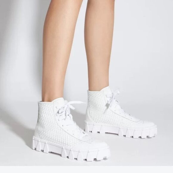 SCHUTZ LOOMIS WHITE SNAKE HIGH CANO TRACTOR SNEAKERS - Picture 2 of 13